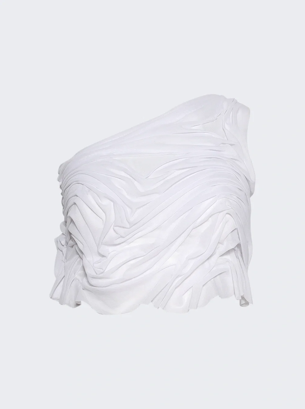 Image of Wetlook One Shoulder Crop Top White