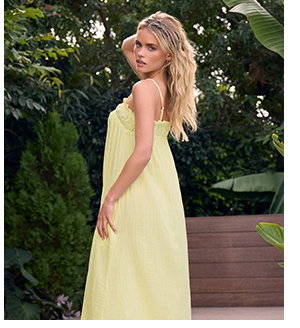 Yellow Cotton Cheesecloth Maxi Dress