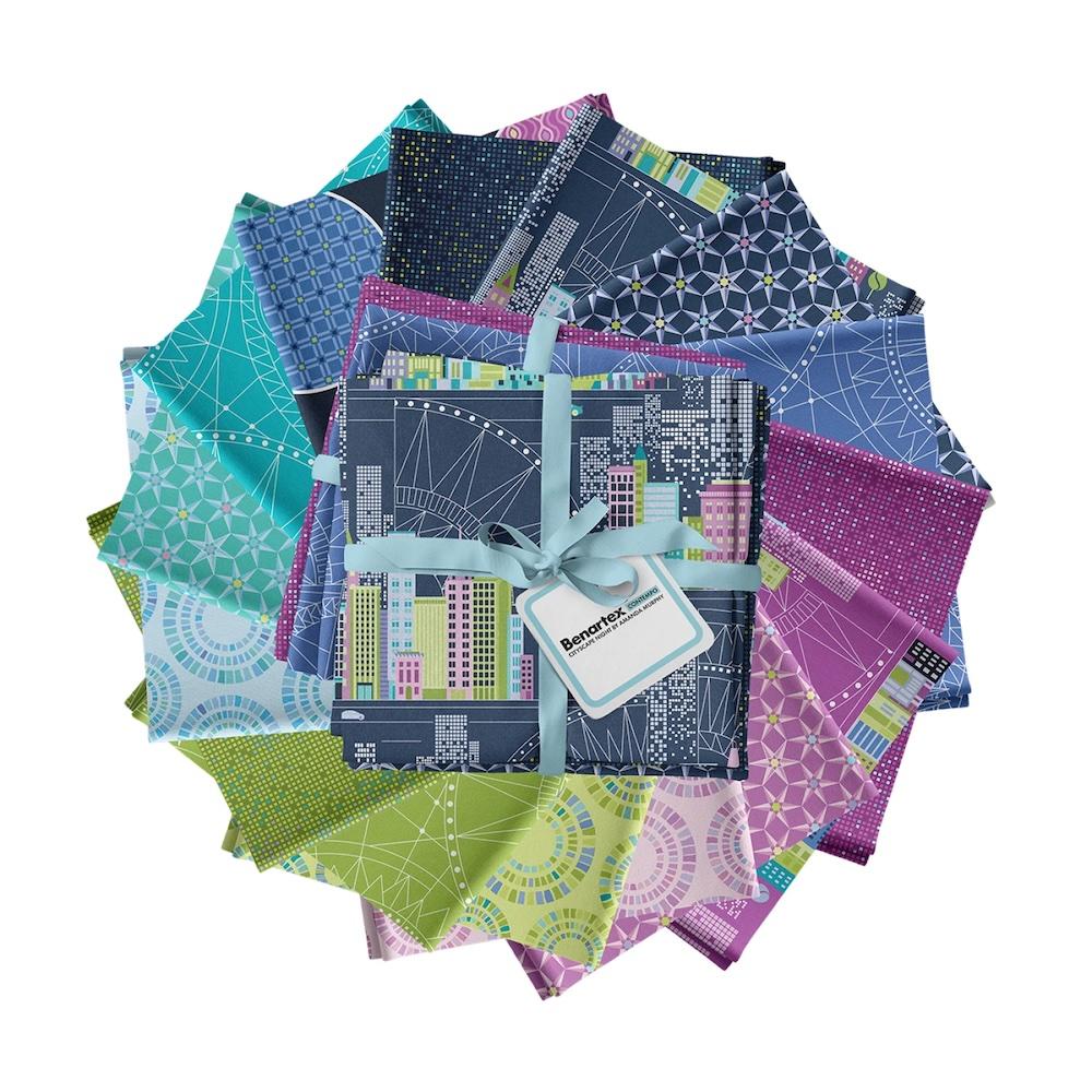 Image of Benartex Fabrics - Cityscape Night - Fat Quarters - 15-Pieces