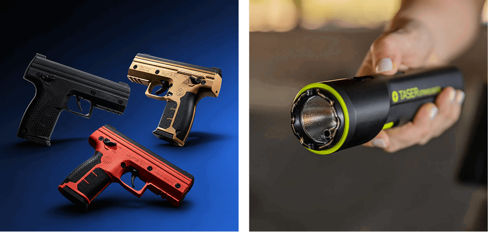 Byrna launchers and Taser stun gun