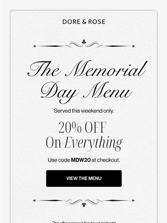 The Memorial Day Menu is served