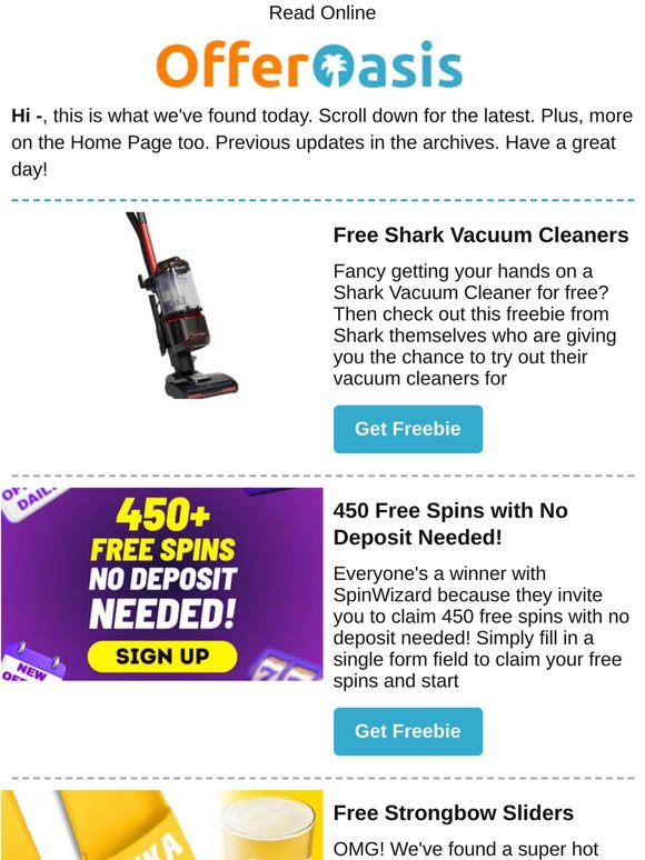 Free Lily O'Brien's Chocolate, Strongbow Sliders, Shark Vacuum Cleaners