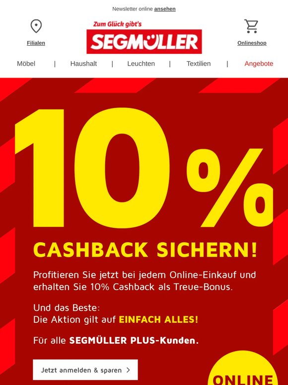Jetzt zuschlagen: 10% Cashback auf ALLES
