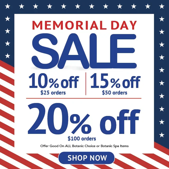 Memorial Day SALES - 20% off $100 orders - 15% off $50 orders - 10% off $25 orders