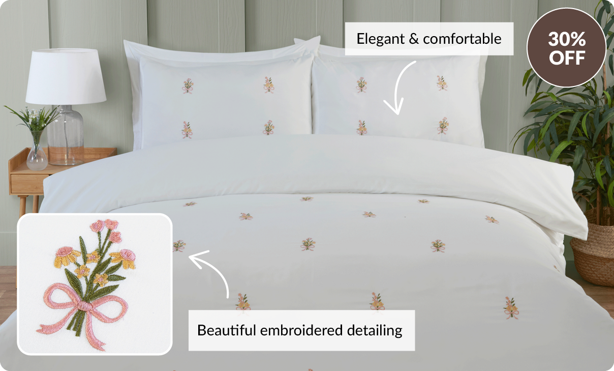 30% off. elegant & comfortable. Beautiful embroidered detailing
