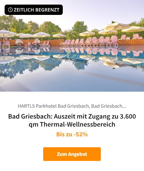 Bad Griesbach: Auszeit mit Zugang zu 3.600 qm Thermal-Wellnessbereich