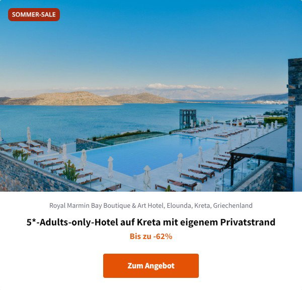 5*-Adults-only-Hotel auf Kreta mit eigenem Privatstrand