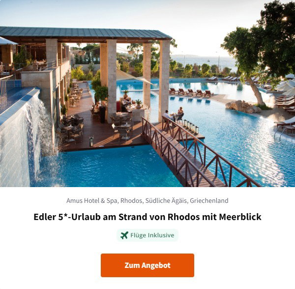 Edler 5*-Urlaub am Strand von Rhodos mit Meerblick