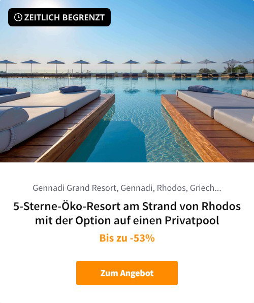 5-Sterne-Öko-Resort am Strand von Rhodos mit der Option auf einen Privatpool
