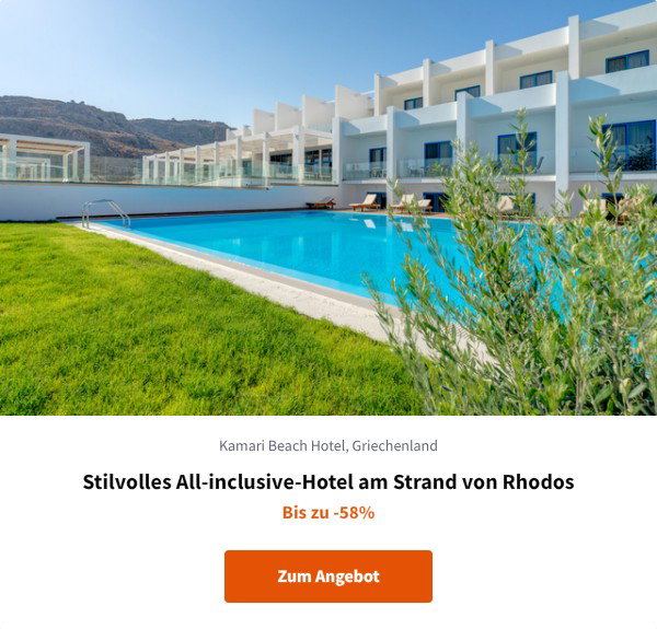 Stilvolles All-inclusive-Hotel am Strand von Rhodos