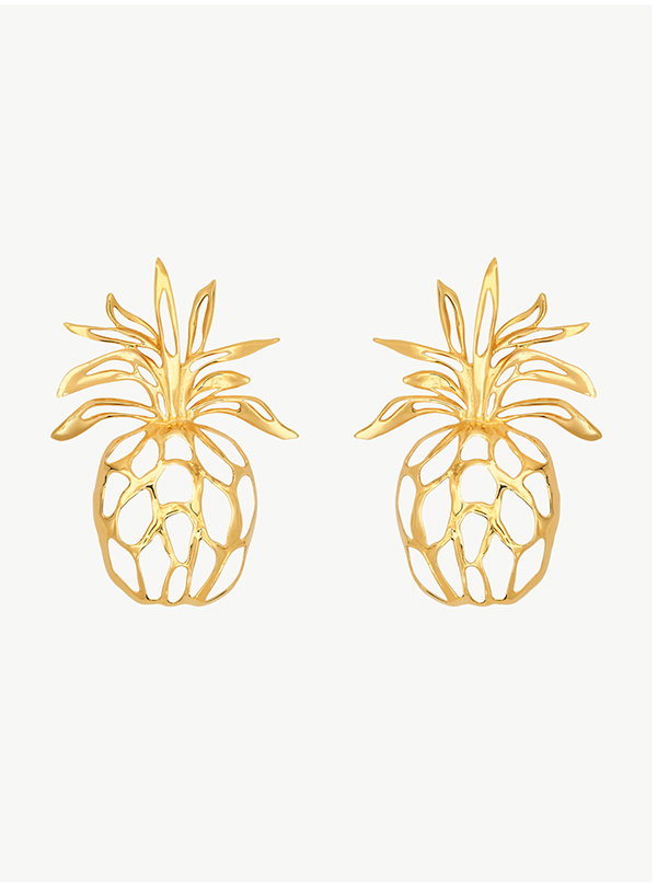 Openwork Pineapple Clip-On Earrings