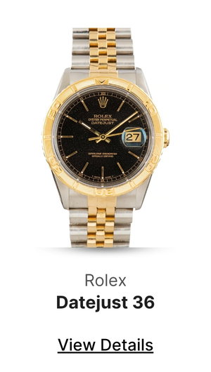 Used Thunderbird Rolex Datejust 36 Ref 16263 Black Dial