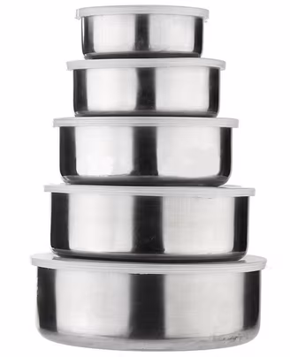 True Face Stainless Steel Food Storage Bowl Set with Lids - 5...
