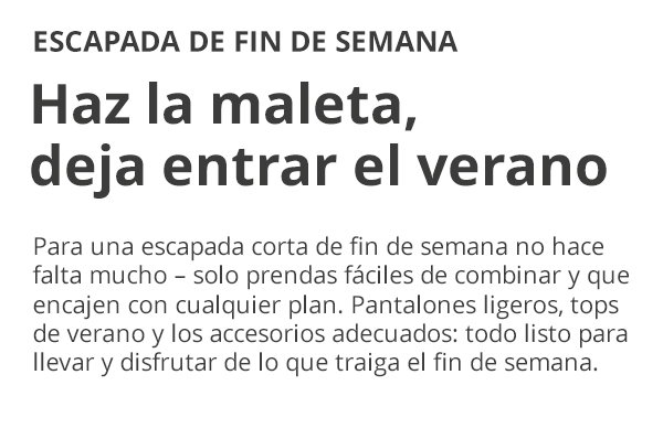 Escapada de fin de semana - Haz la maleta, deja entrar el verano