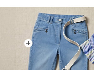 Pantalón vaquero Mony 7/8, cintura elástica, bolsillos con cremallera