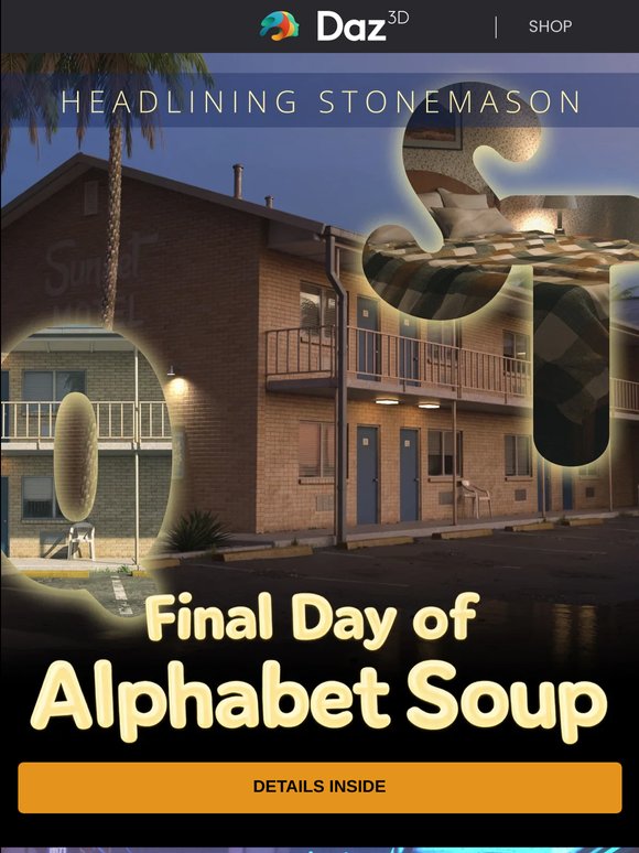 Stonemason Headlines - Store-Wide Mega Alphabet Soup Sale