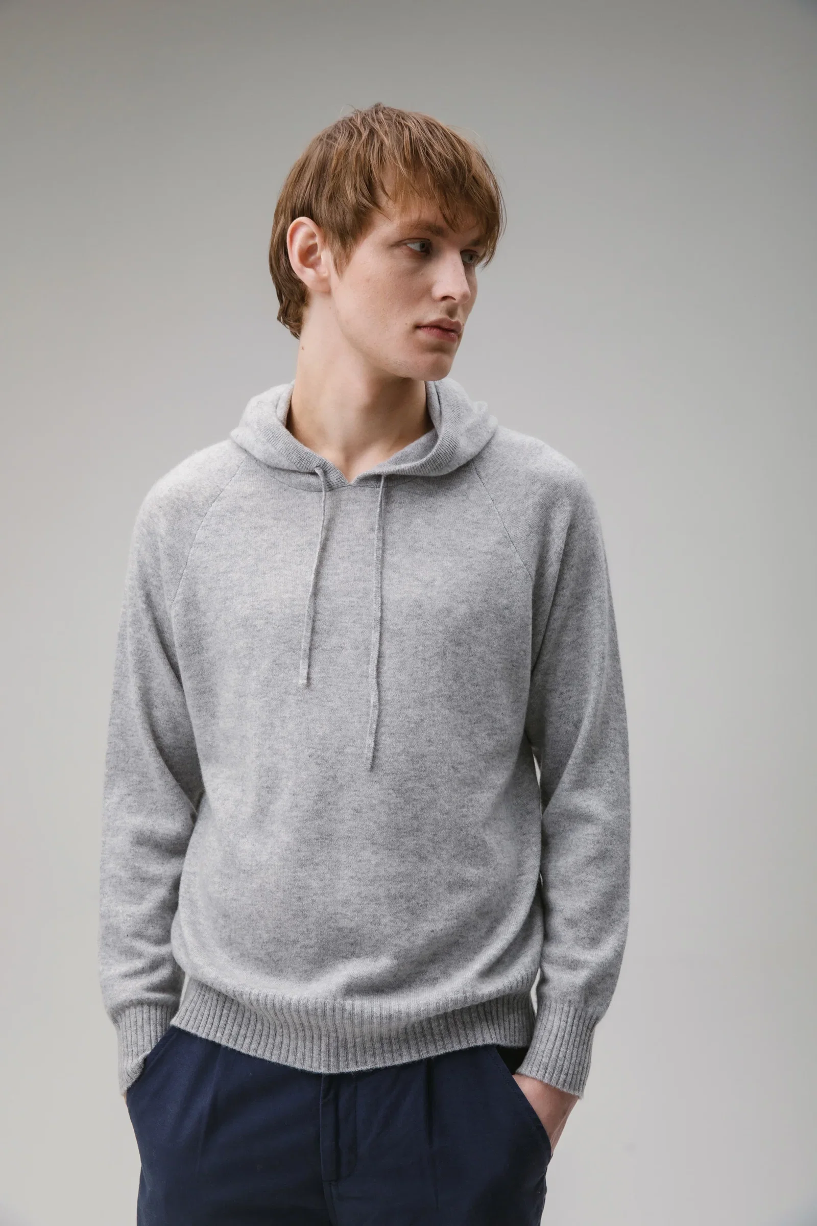 Image of Unisex Cashmere Hoodie - Light Grey