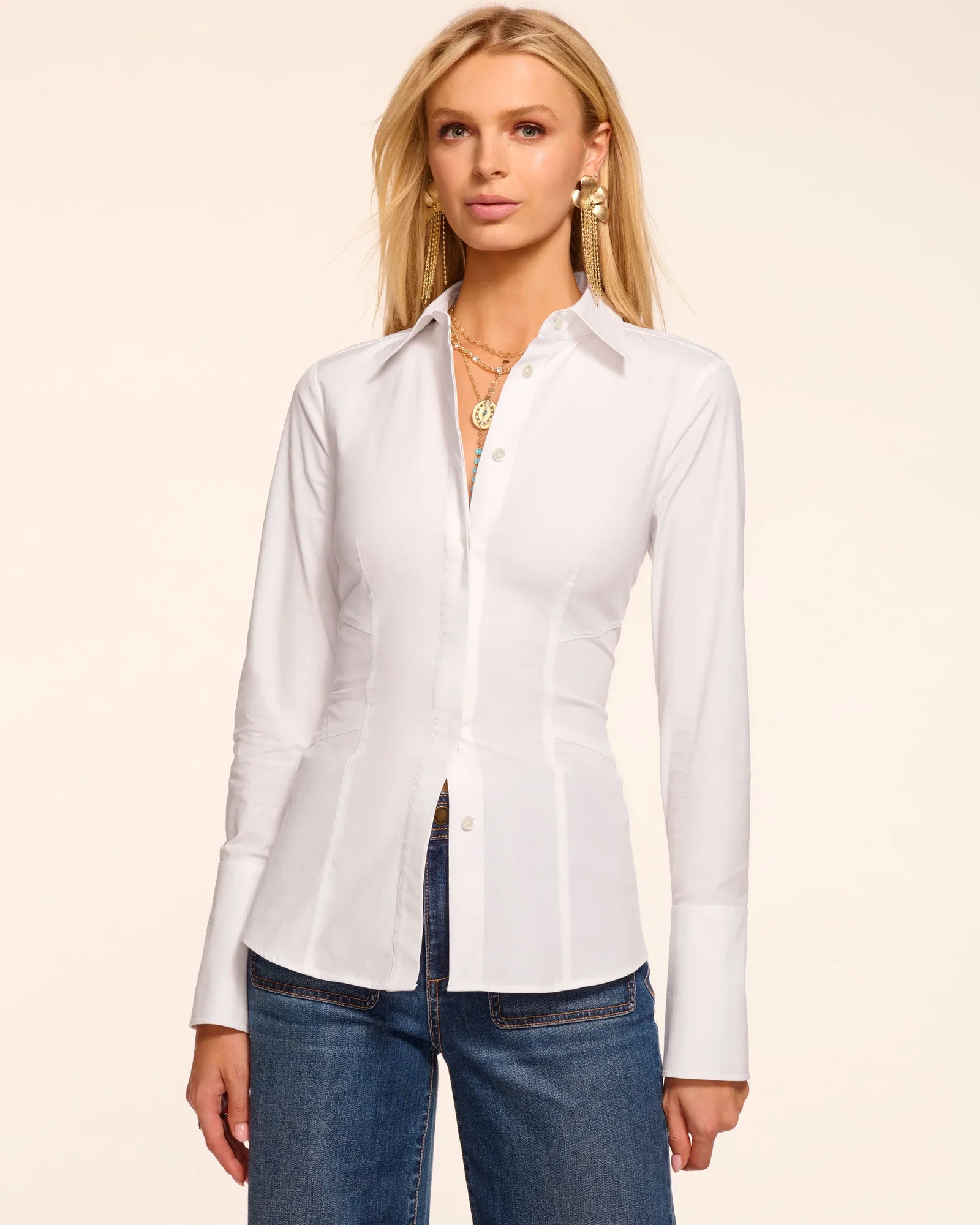 Image of Steph Cotton Poplin Button Down Top