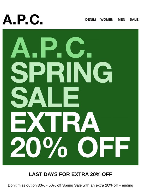 Last Days of Extra 20% off Spring Sale