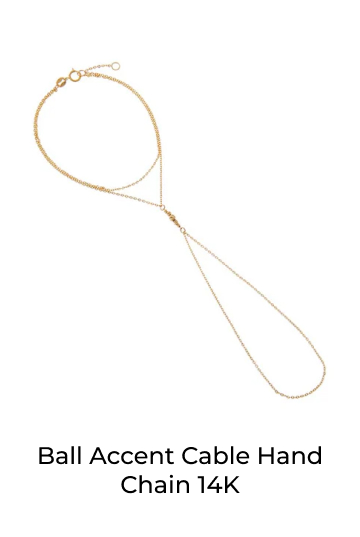 Ball Accent Cable Hand Chain 14K