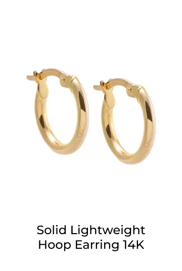 Solid Lightweight Hoop Earring 14K