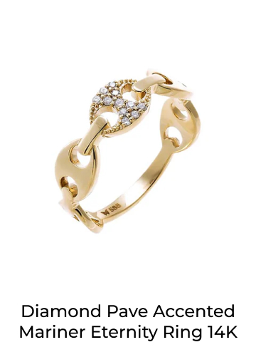 Diamond Pave Accented Mariner Eternity Ring 14K