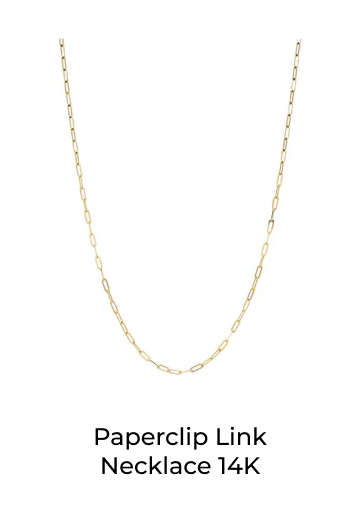 Paperclip Link Necklace 14K