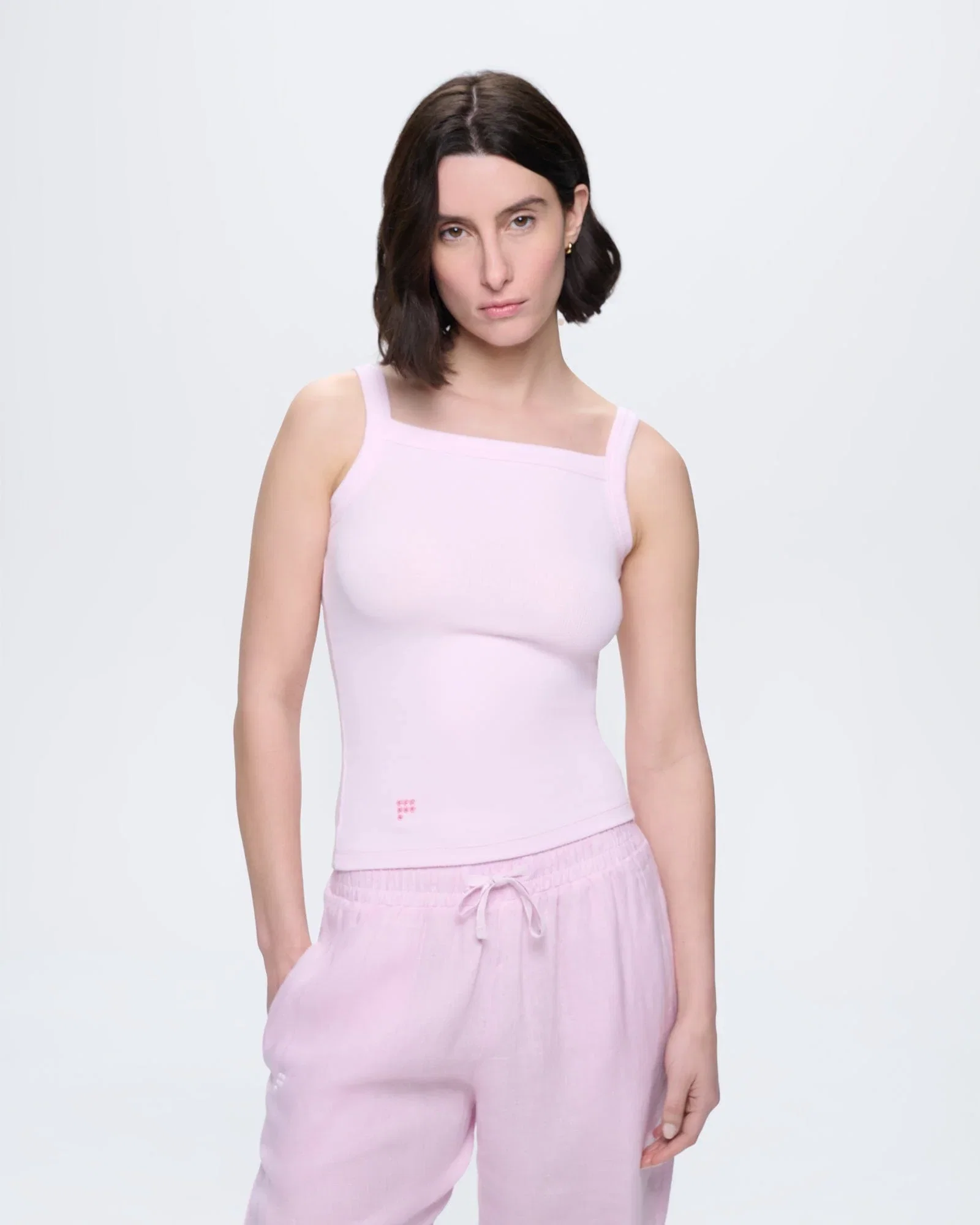 Image of Womens Rib Square Neck Tank Top—Light Lilac