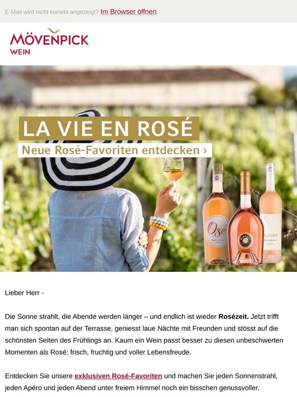 Sonne draussen. Rosé im Glas.
