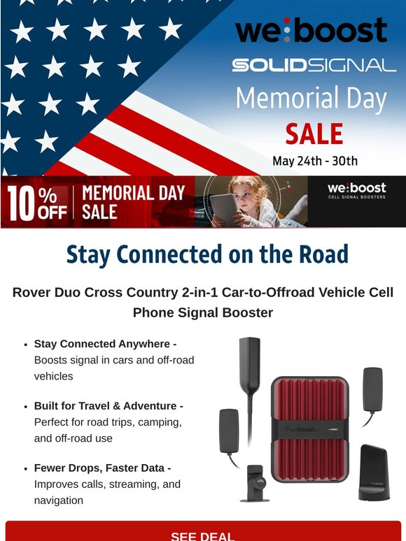 SAVE NOW: weBoost Memorial Day SALE May 24th-30th!