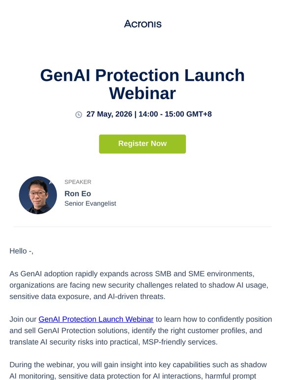 Register for GenAI Protection Launch Webinar