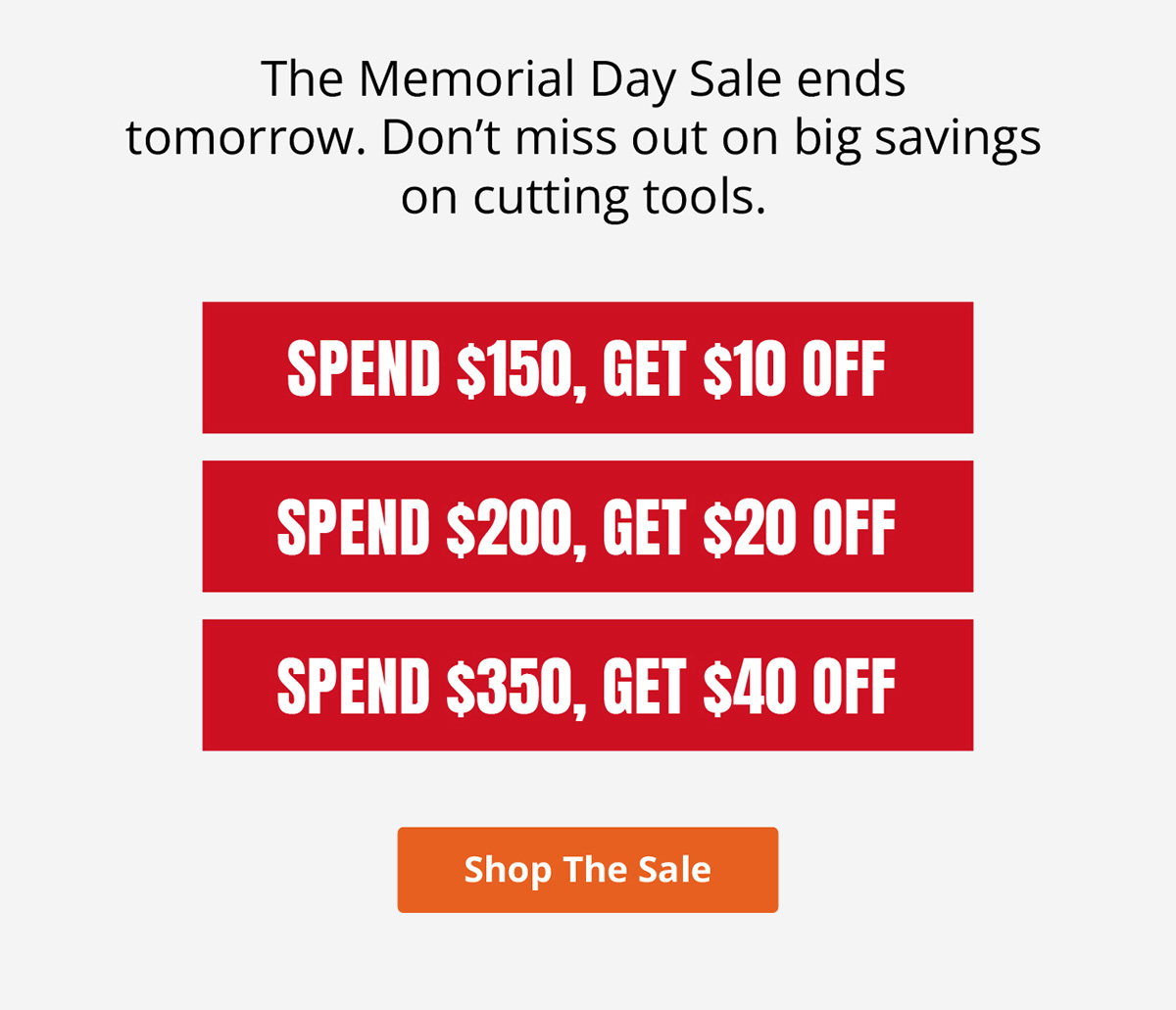 The Memorial Day Sale ends tomorrow. 