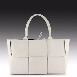 Bottega Veneta Arco Tote & Zip Pouch in White Maxi Intrecciato Nappa Leather