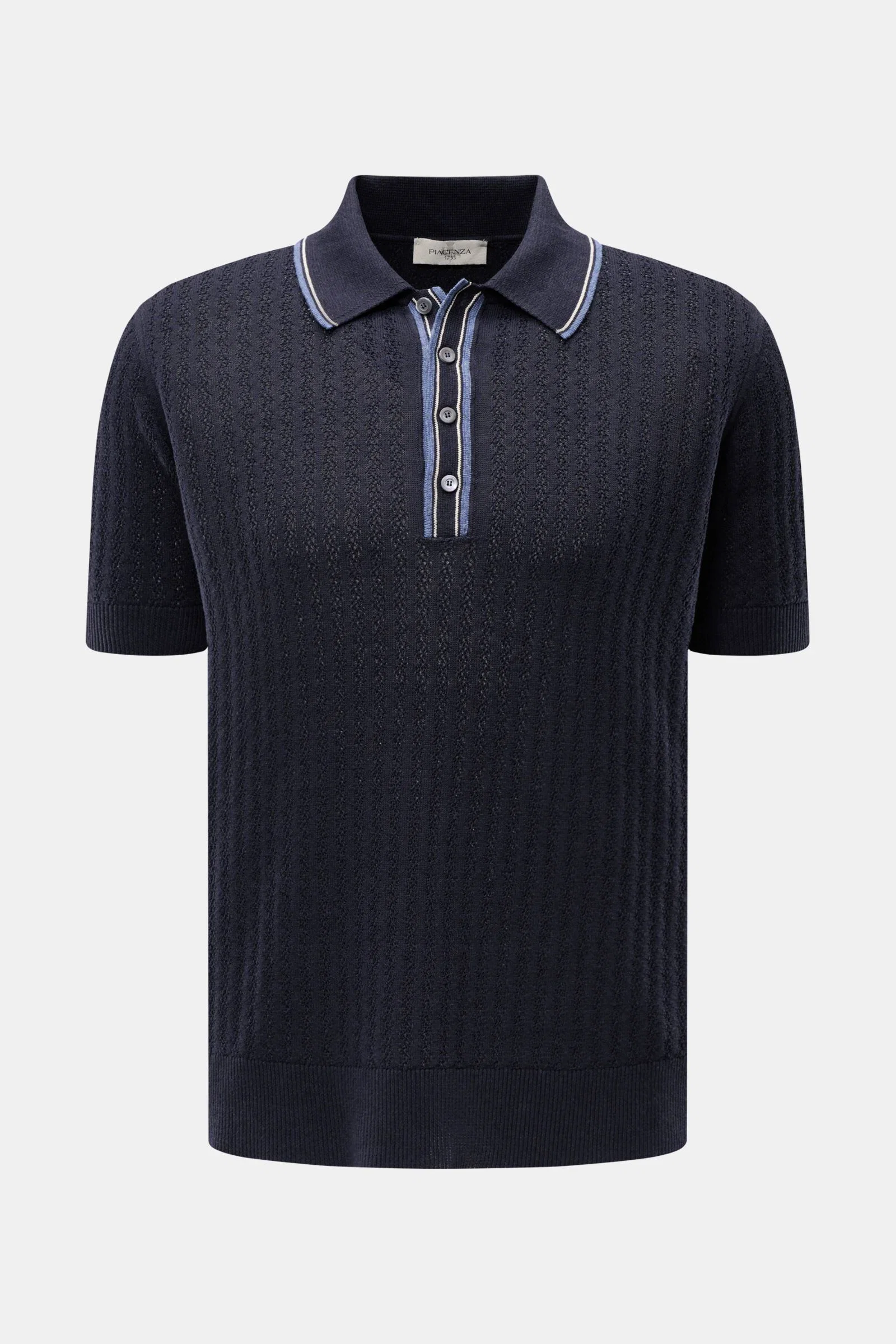 Kurzarm-Strickpolo dark navy