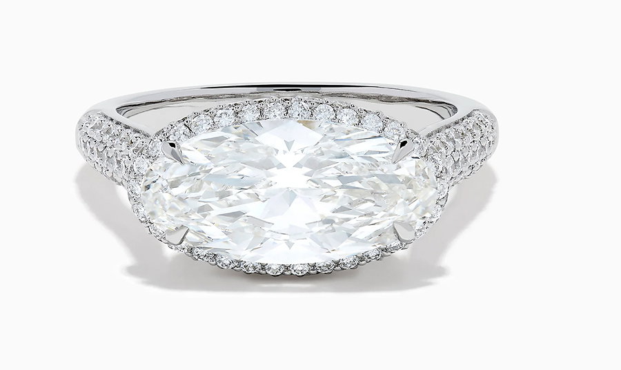 Lab Grown Diamond East-West Oval Halo Ring in 14K White Gold