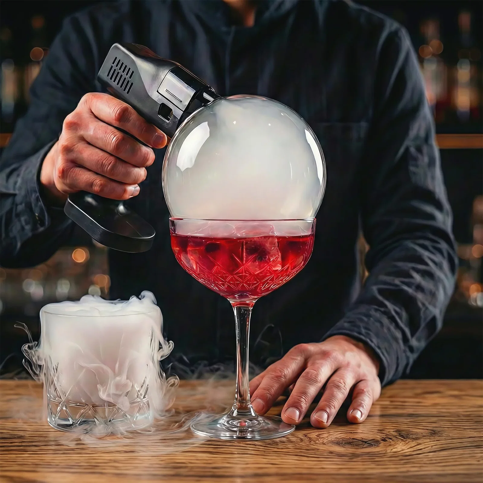Cocktail Bubble Smoke Gun – Rechargeable Smoke & Bubble Flavor Infuser Kit