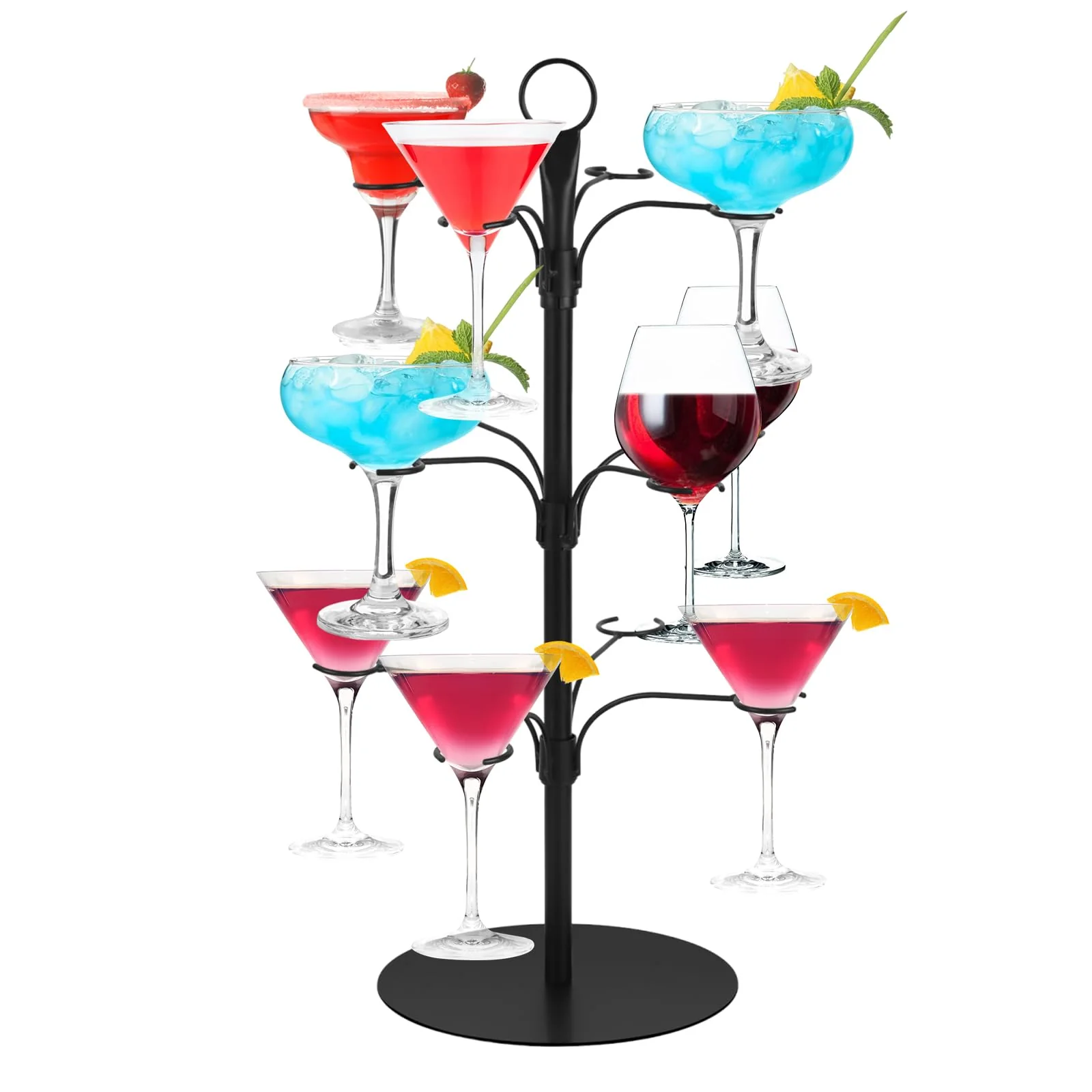 Cocktail Tree Stand – 3-Tier Rotating Champagne & Cocktail Glass Tower