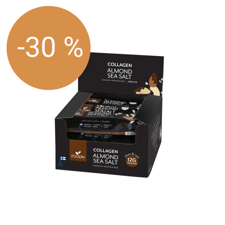 Image of Foodin kollageeniproteiinipatukka Almond Seasalt 50 g x 12 kpl