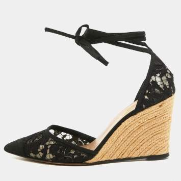 Black Lace Esparille Wedge Ank