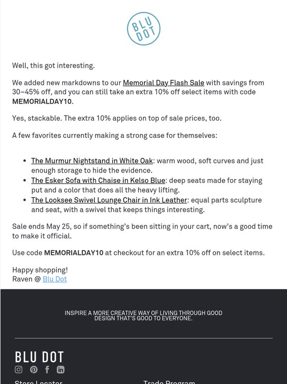 Stackable savings end May 25.
