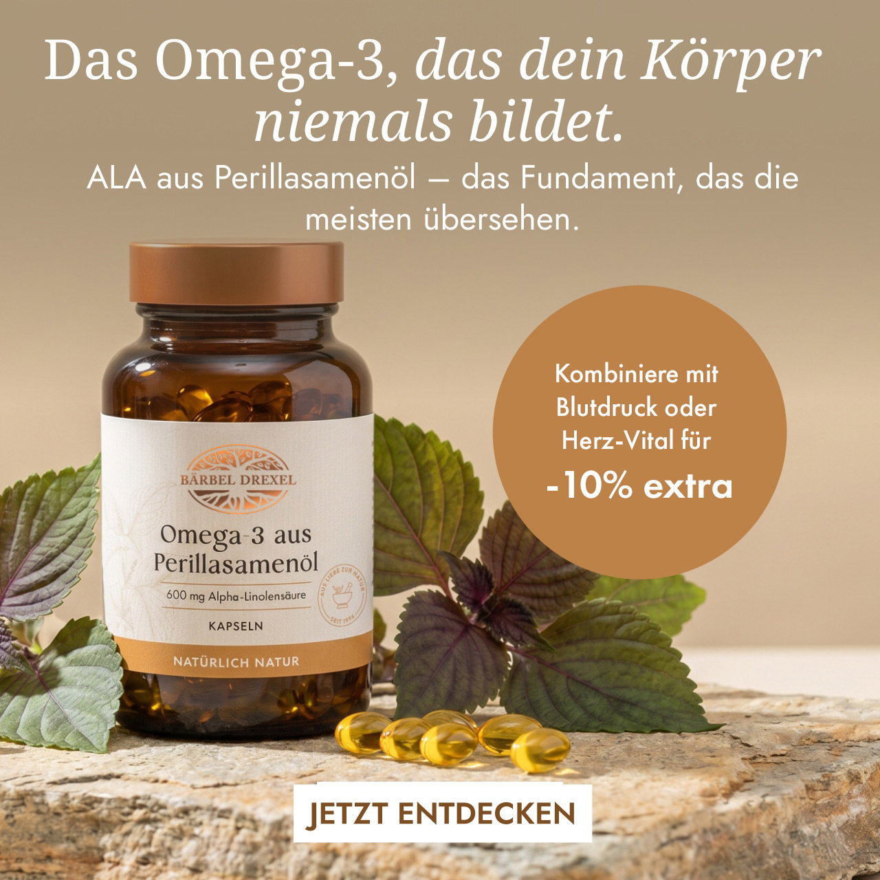 Omega-3 aus Perillasamenöl als idealer ALA-Lieferant für dich.