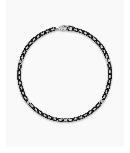 DY Madison® Chain Necklace Black Titanium with Sterling Silver, 8.5mm