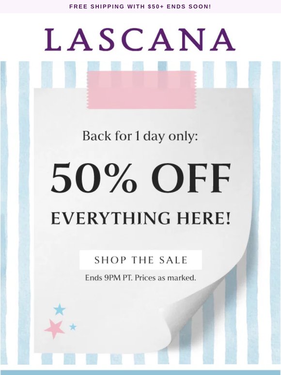 LAST CHANCE: 50% Off EVERYTHING Here + Up to $50 Off😘