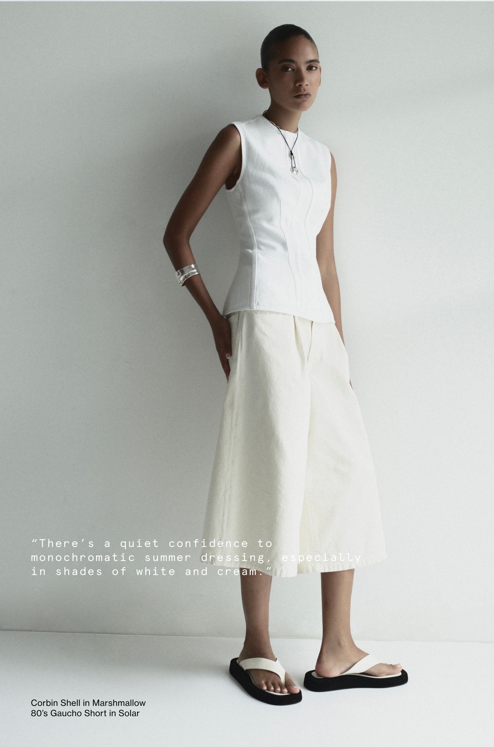 Corbin Shell in Marshmallow / 80's Gaucho Short in Solar