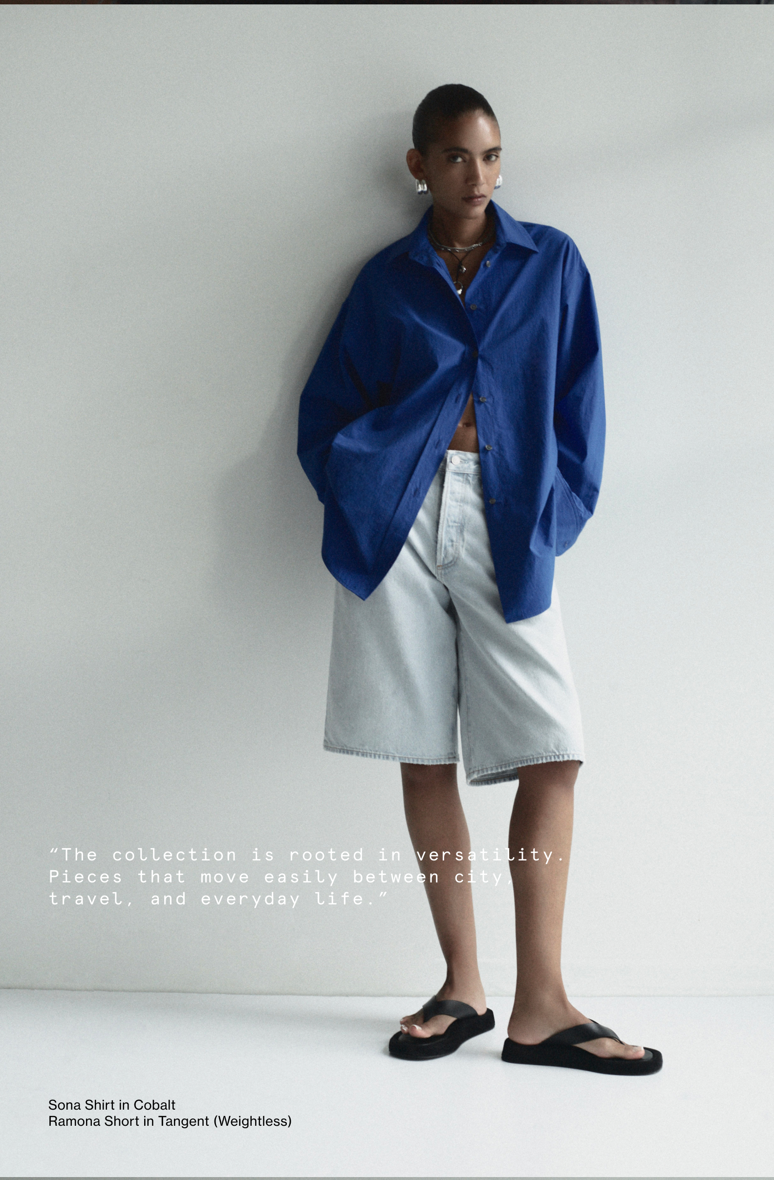 Sona Shirt in Cobalt / Ramona Short in Tangent (Weightless)