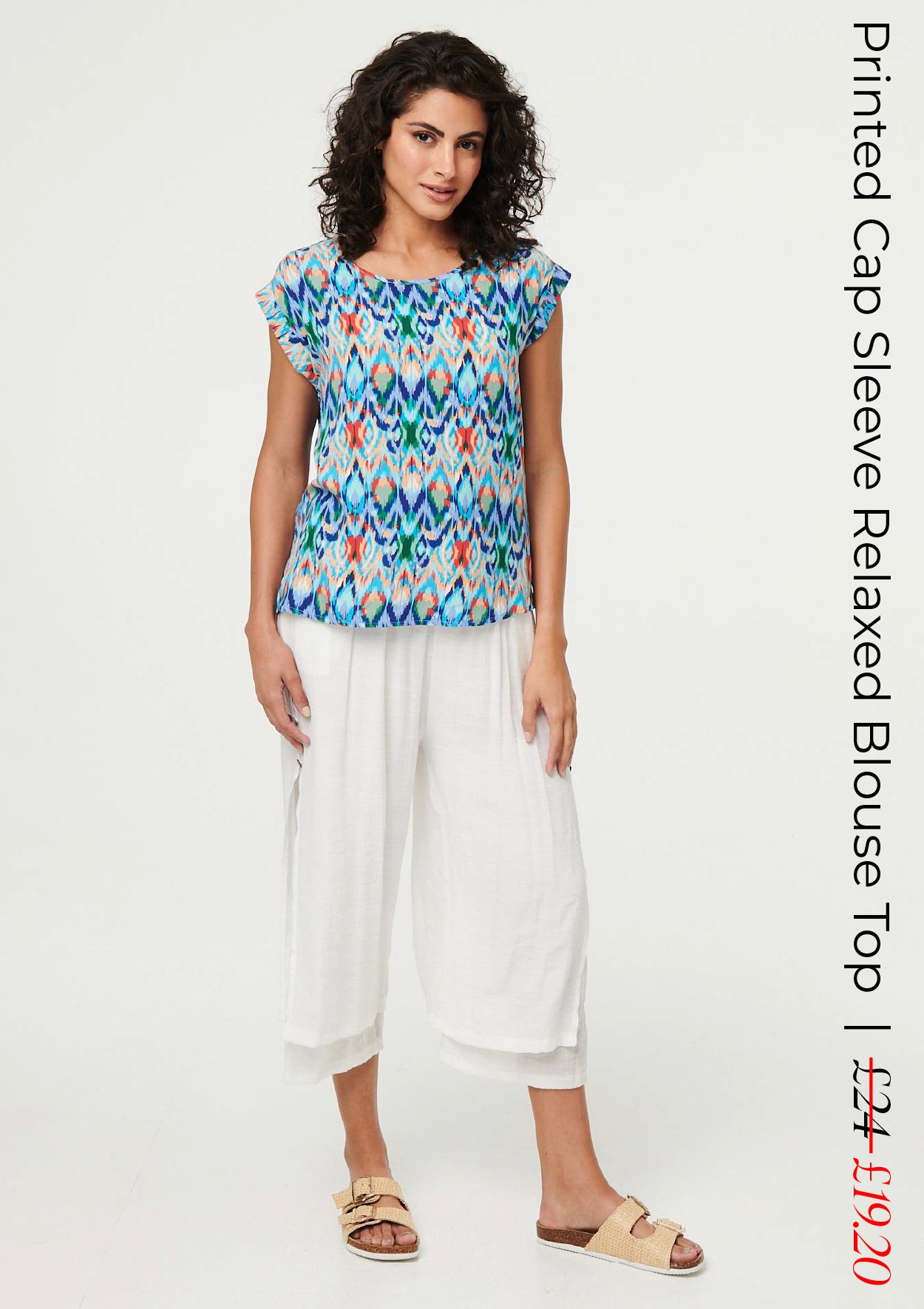 Printed Cap Sleeve Relaxed Blouse Top | Shop Now
