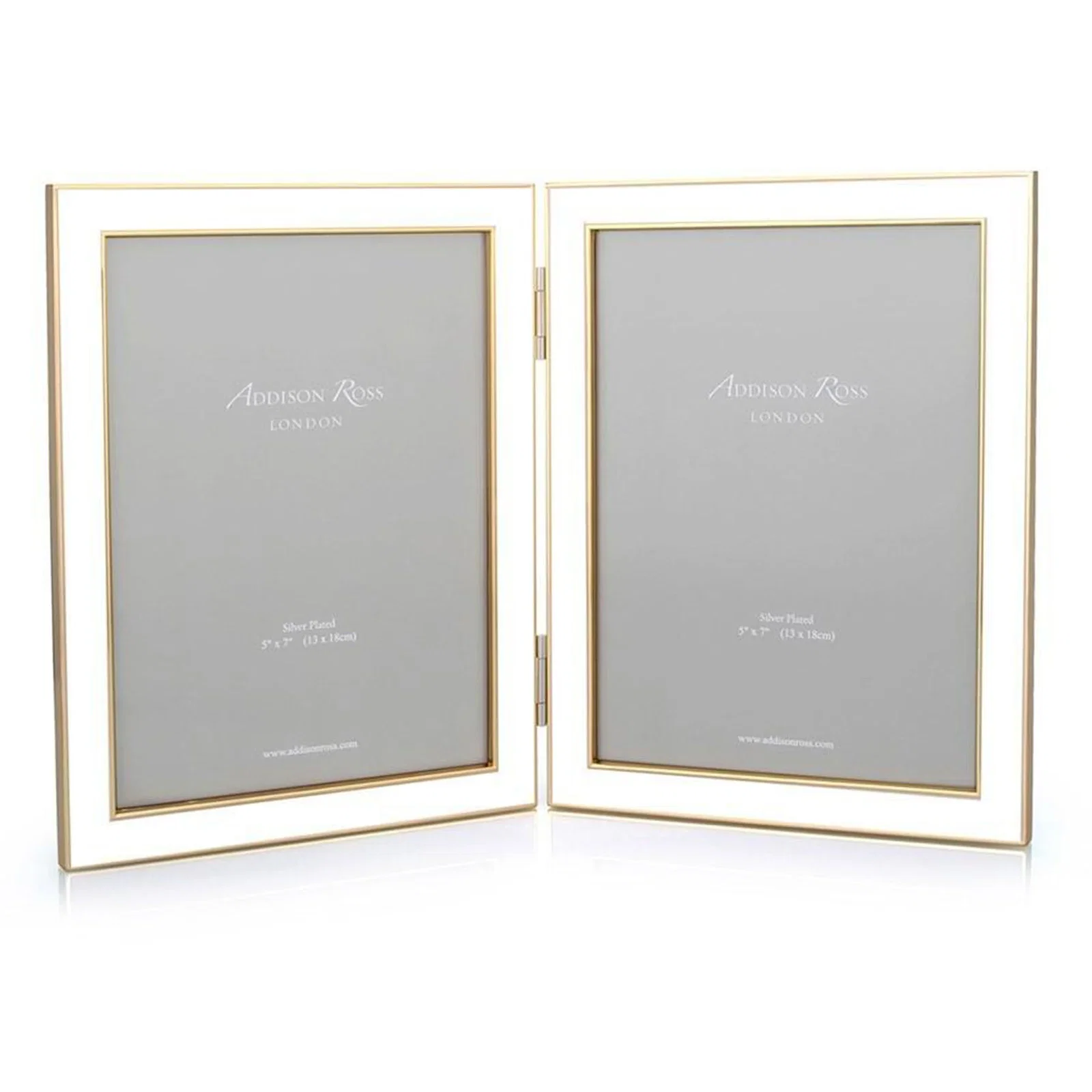 Image of White Enamel & Gold Double Frame