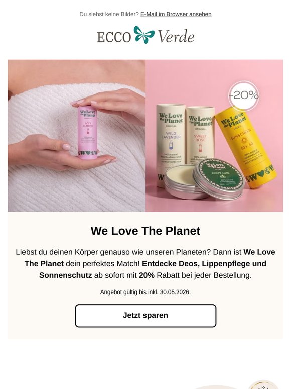 ♥️🌍 -20% auf Naturkosmetik von We Love The Planet