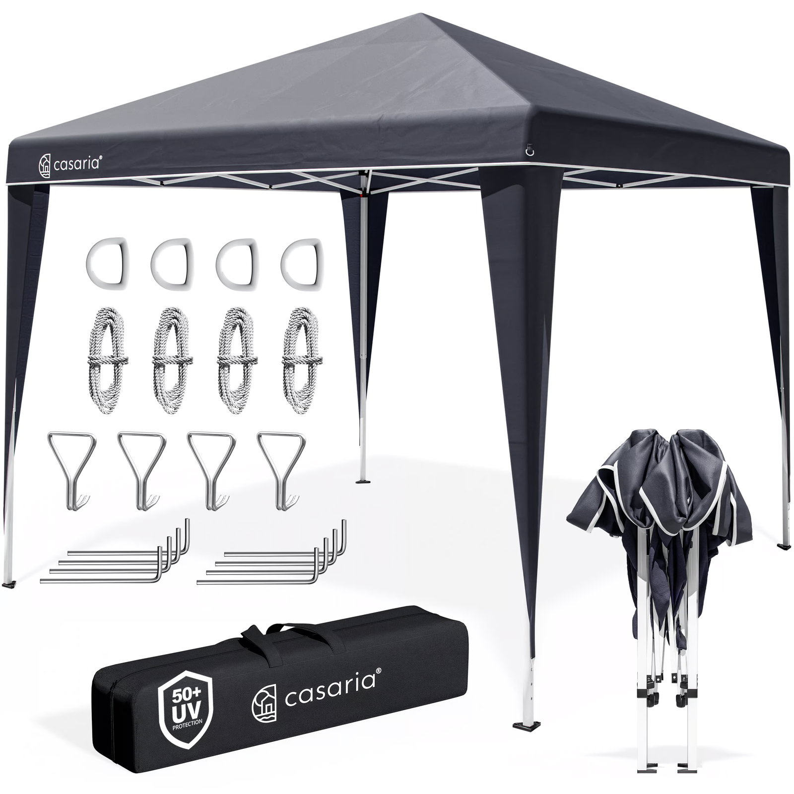 Image of Faltpavillon 3x3m Pop-Up Anthrazit Schnellaufbau UV-Schutz 50+ wasserdicht stabil