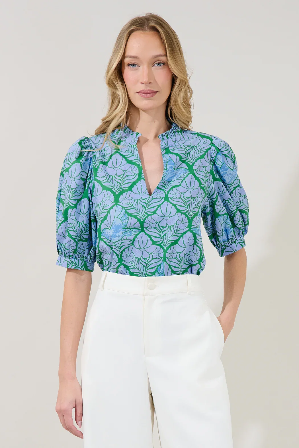 Image of Terri Puff Sleeve Top Floral